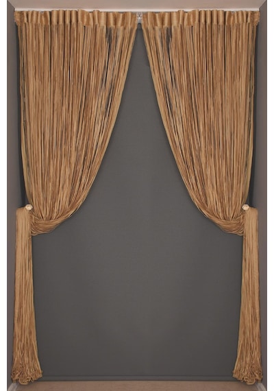 İp Model Gold Renk İp Perde 190 Cm En 280 Cm Boy 2 Mm Şeritler Halinde Hazır İp Perde Gold