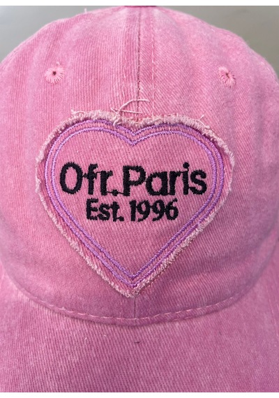 Kalpli Paris Logo Yıkamalı Vintage Eskitme Cap Şapka Pembe