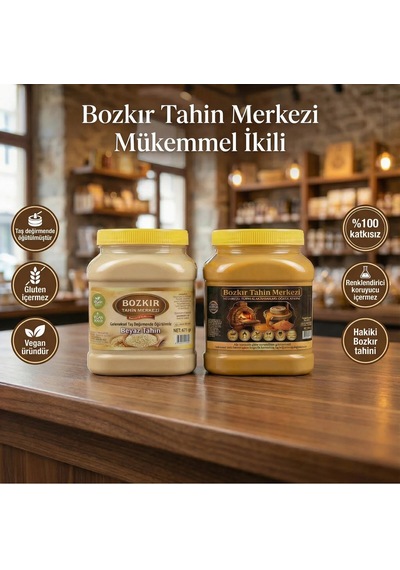 Bozkır Tahin Merkezi Altın Susam Kavrulmuş Tahini 930 Gr- Beyaz Tahin935gr Taş Değirmen&katkısız