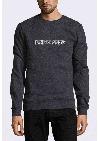 Burn The Priest Logo Music Baskılı Füme Antrasit Erkek Örme Sweat