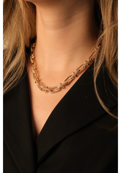 Çildan Womens Zirkon Taşlı Gold Zincir Kolye Altın
