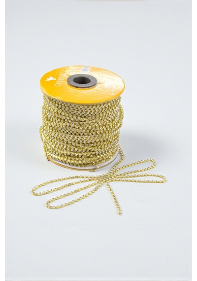 Gold Kasa Ss12 3 Mm Kristal Taşlı Şerit Zincir 4 Metre