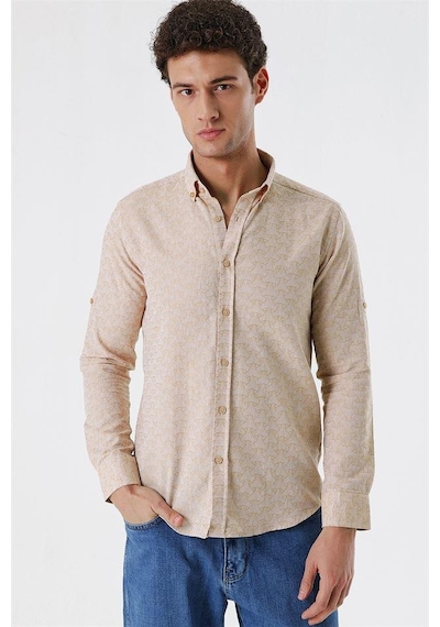 İmza Bej Kısalabilir Kollu Desenli Jakarlıcepsiz %100 Pamuk Casual Slim Fit Gömlek 1004230181-bej Bej İmza Bej Kısalabilir Kollu Desenli Jakarlıcepsiz %100 Pamuk Casual Slim Fit Gömlek 1004230181-bej Bej