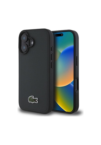 Apple iPhone 16 Uyumlu Kılıf Lacoste Lisanslı Pu Pike Desen Arka İkonik Timsah Dokuma Logolu Koyu Yeşil