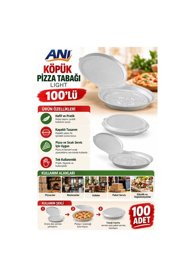 Anı Köpük Pizza Tabağı Light 100'lü