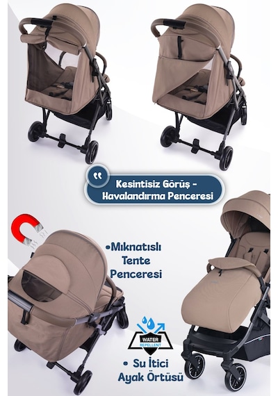 Prego Lotus Pro Kabin Boy Bebek Arabası - Tek Elle Katlanır -Hafif -UV Tenteli - Yağmurluk-Ayak Örtüsü-Kılıf