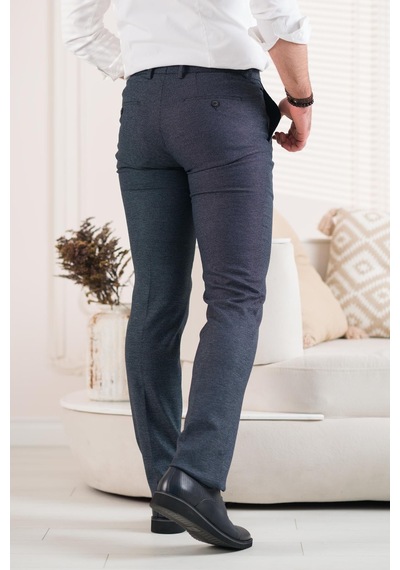 Ecer Regular Fit Kuş Gözü Desenli Erkek Kumaş Pantolon Lacivert