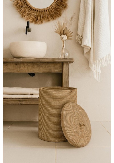 Hasır, Jüt Sepet, Banyo Sepeti, Havlu Sepeti, Kirli Sepeti, Oyuncak Sepeti, Düzenleyici, 40x35 Bambu Bambu