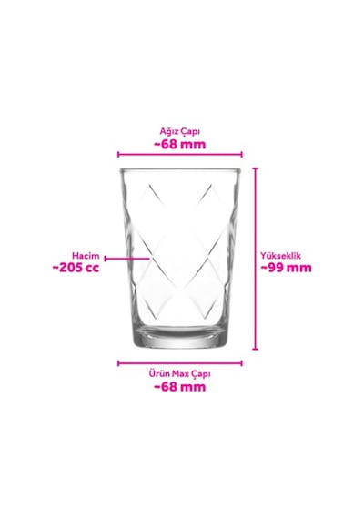 Lav Mevsim Cam Su Bardağı 6'lı 205 ml