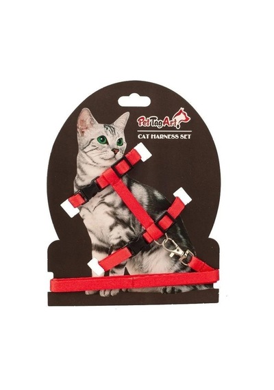 Pettagart Ayarlanabilir Kedi Göğüs Tasma Seti Kırmızı 10 Mm 110 Cm