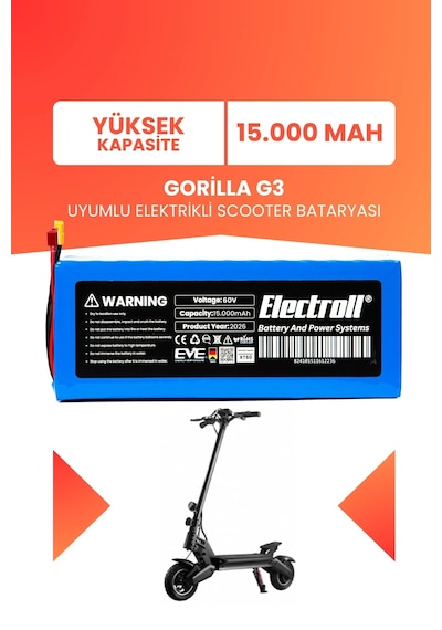 Gorilla G3 Uyumlu Batarya Yüksek Kapasite 60v 15.000mah Elektrikli Scooter Bataryası Çok Renkli