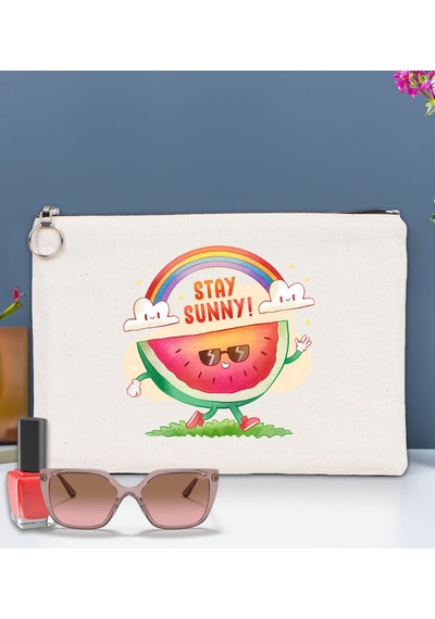 Bk Gift Yaz Temalı-7 Astarlı Portföy Çanta 30x21cm, Baskılı El Çantası, Organizer Çanta Çok Renkli