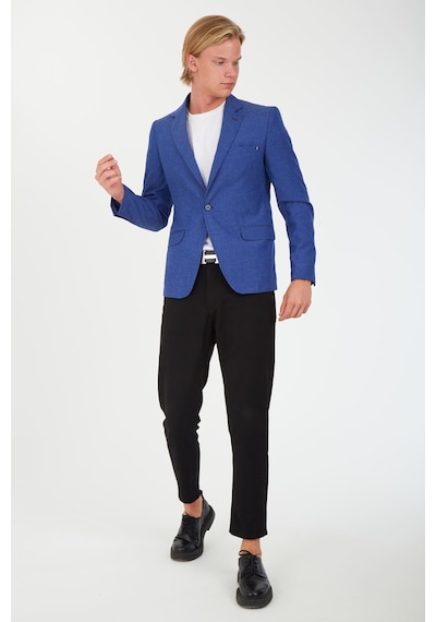 Sposo 5110 Dar Kalıp Yarım Astarlı İndigo Erkek Blazer Ceket İndigo