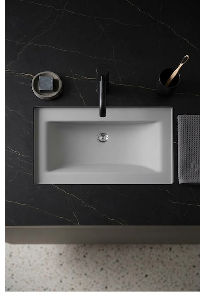 Aura Etajerli Granit Lavabo 80 45 Cm Beyaz İsimdebelirtilmiş