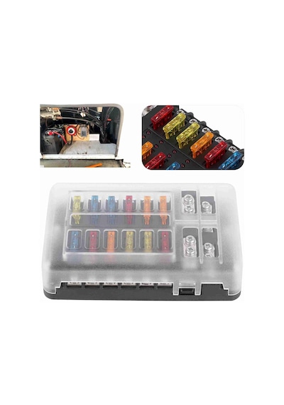 Led Uyarı Işıklı 12 Yollu Bıçak Sigorta Kutusu - Pbt Blok Sigorta Tablosu Ve Etiket Seti Oto, Karavan, Tekne Uyumlu