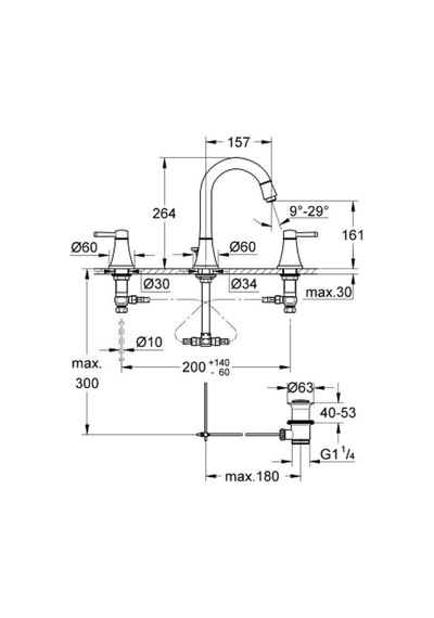 Grohe Gramdera 3 Delikli Lavabo Bataryası L-Boyut - 20619IG0 Altın - Krom