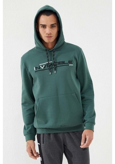 Tommy Life Yeşil Kanguru Cep Standart Kalıp Kapüşonlu Erkek Sweatshirt - 87883 Yeşil