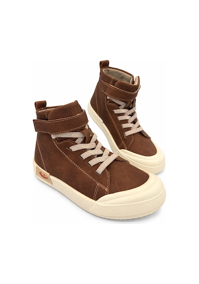 Papucumun Dünyası Çocuk Erkek/kız Yüksek Bilekli Bağcıklı Spor Ayakkabı Sneaker Kahverengi