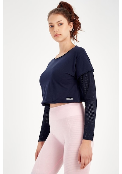 Maraton Active Regular Kadın Bisiklet Yaka Uzun Kol Fitness Açık Lacivert Sweatshirt 18557-açık Lacivert