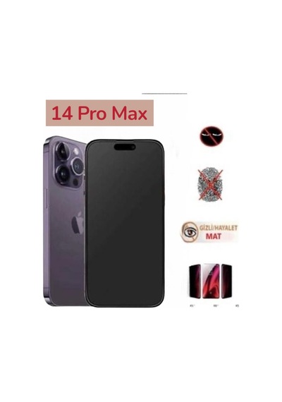Apple  Uyumlu iPhone 14 Pro Max Mat Hayalet Ekran Gizli Privacy Tam Kaplayan Kırılmaz Cam Seramik Ekran Koruyucu