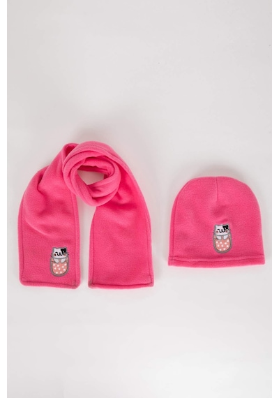 Defacto Kız Bebek 2'li Polar Atkı Bere Takım B4390A523WNPN110 Pembe