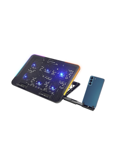 Rampage Sixpower R9 6 Fan RGB Işıklı Telefon Tutuculu Laptop Soğutucu
