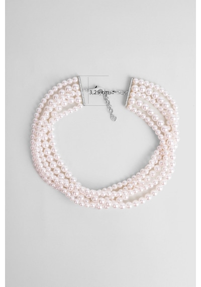 Barbara 18 Ayar Beyaz Altın Kaplama 42 Cm Gümüş Choker Kolye Gümüş - Rodyum
