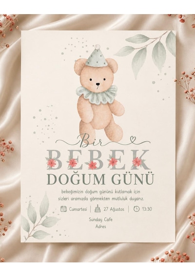 1000 Adet Ekonomik Baby Shower Davetiyesi Ve Zarf 08