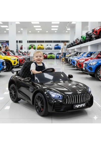444 Gtr Sport Akülü Araba 12v Uzaktan Kumandalı Babyhope Mercedes Eva Teker Siyah