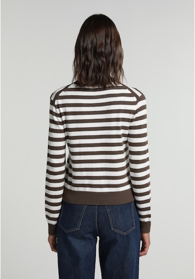 Colin's Colins Slim Fit Yuvarlak Yaka Çizgili Kadın Kahverengi Hırka Cl1082488 Q1.v2 Brw