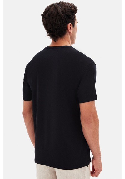 Twn Slim Fit Siyah Düz Kabartma Baskılı T-shirt 4ec148551753m Siyah