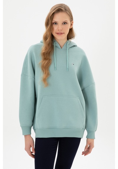 U.S. Polo Assn. Kadın Mint Şardonlu Kapüşonlu Sweatshırt 50313567-VR090