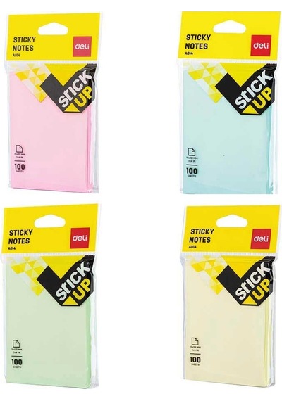 Deli Pastel Renkler 100 Yp. 76x101 Mm Yapışkanlı Not Kağıdı A01402