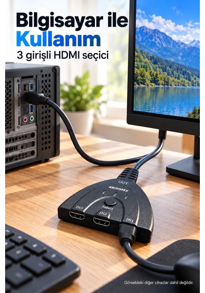 3 Girişli Hdmı Switch 2.0 4k 60 Hz Hdr Ve 3d Format Destekli