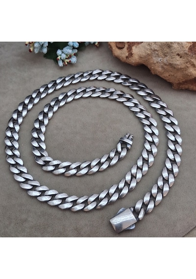 925 Ayar Gümüş Özel Kutu Kilitli Gurmet Model Erkek Kolye 8.75 Mm