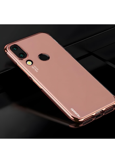 Huawei Honor Play Kılıf Dört Köşeli Lazer Silikon Kılıf Rose Gold