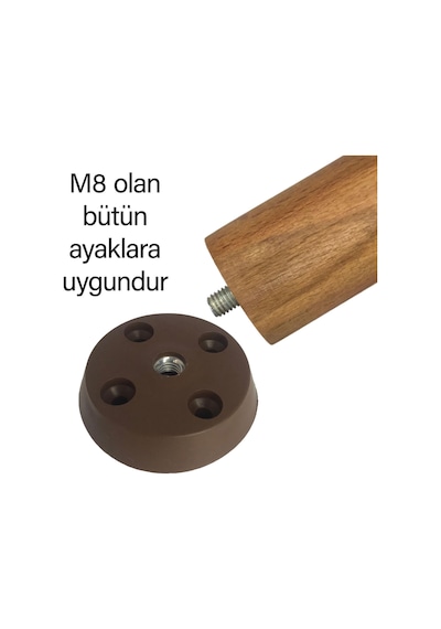 3 Adet Düz Ayak Tabanı Kahverengi Mobilya Masa Sehpa Ayağı Bağlantı Aparatı Plastik