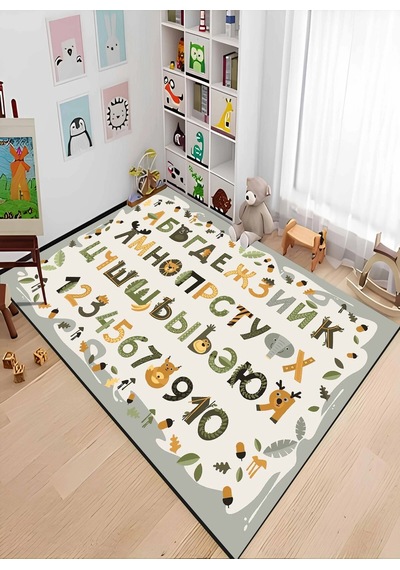 Blghome Alfabe Eğitici Çocuk Odası Halısı Gri
