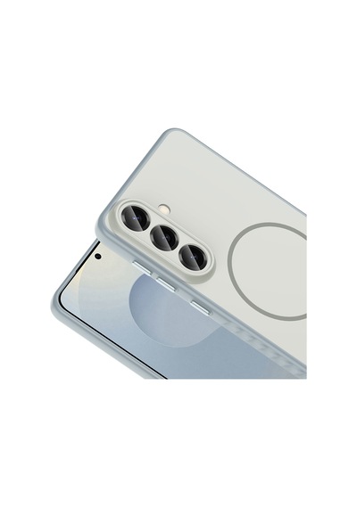Galaxy Uyumlu A57 Kılıf Magsafe Şarj Özellikli Lüx Tea Kapak Gümüş