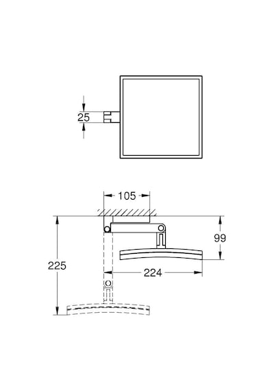 Grohe Selection Cube Duvara Monte Makyaj Aynası Krom - 40808000 Krom