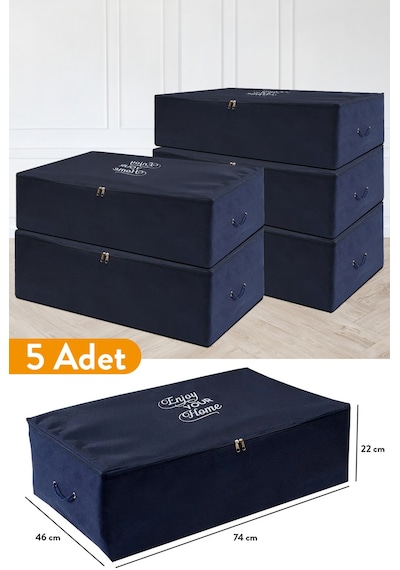 Serstil 5 Adet - Mega Boy Baza Altı Lacivert Hurç 74 X 46 X 22 Cm