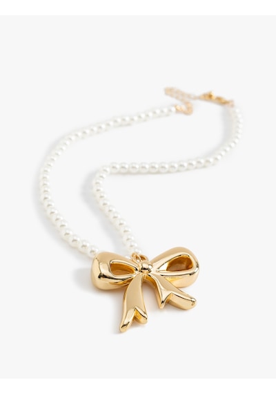 Koton İnci Choker Kolye Fiyonk Çelik Karışımlı Altın 5wak70773aa Altın Rengi