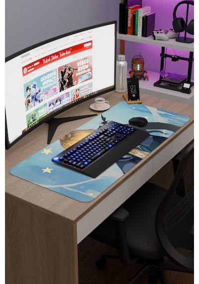Mika Genshin Impact Anime Oyuncu V5 - 90x40 Xxl Gaming Mouse Pad Fare Altlığı