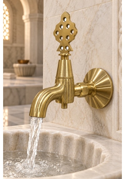 Altın Pirinç 180 Çevirmeli Hamam Kurnası Musluğu Dekoratif Hamam Banyo Sauna Osmanlı Çeşmesi