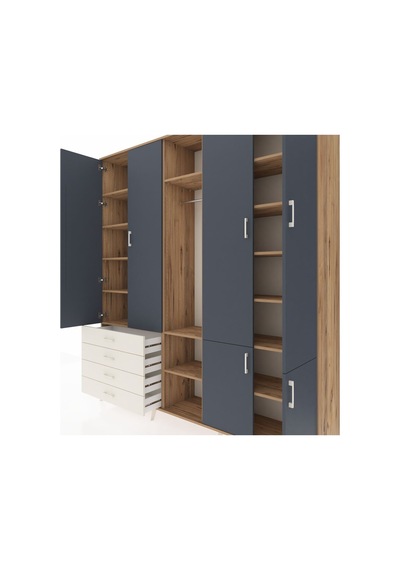 Hyperion Dolap 14 Raflı 4 Çekmeceli Tek Askılı 220x44x243 Çam-antrasit/aytaşı Çok Renkli Hyperion Dolap 14 Raflı 4 Çekmeceli Tek Askılı 220x44x243 Çam-antrasit/aytaşı Çok Renkli