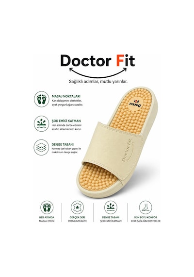 Doctor Fit Refleksoloji Rahatlatıcı,akapunktur Masaj Terliği Bej Bayan Terliği 40 Numara