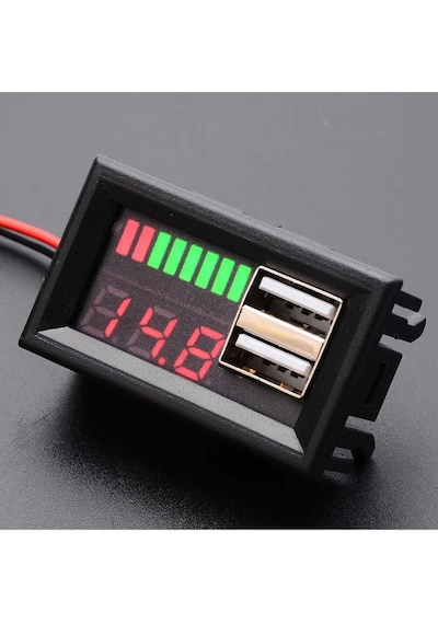 Usb Soketli Voltmetreli Akü Kapasite Göstergesi 12v Pil