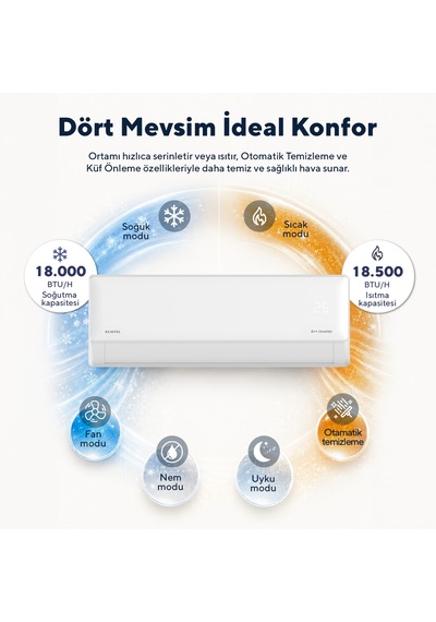 Kumtel Hinoki KMSAC-18 18.000 Btu A++ Inverter Duvar Tipi Split Klima Montaj Dahil