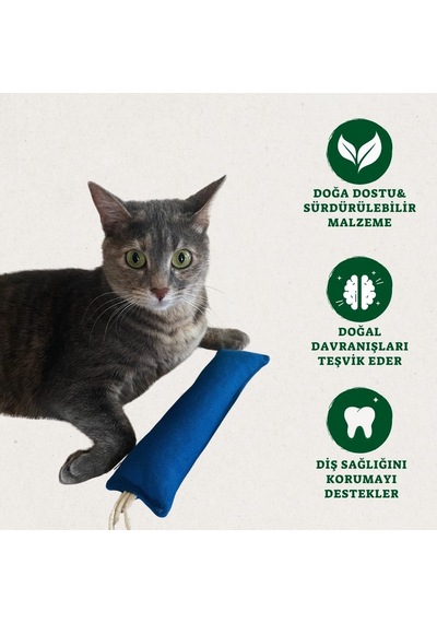Yastık Kedi Oyuncağı - Doğa Dostu, Kedi Naneli, Hışırtılı, Pamuklu