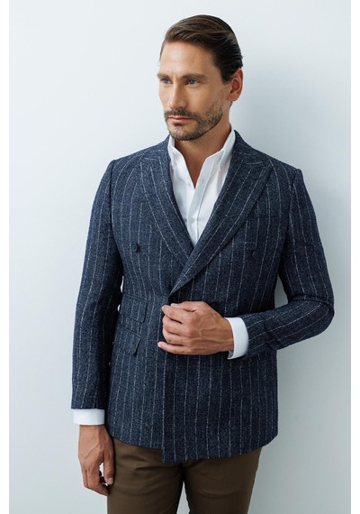 İgs Erkek Lacivert Slim Fit / Dar Kalıp Geniş Kırlangıç Ceket-20006